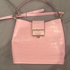 Kate Spade Light Pink Croc-Embossed Shoulder Bag